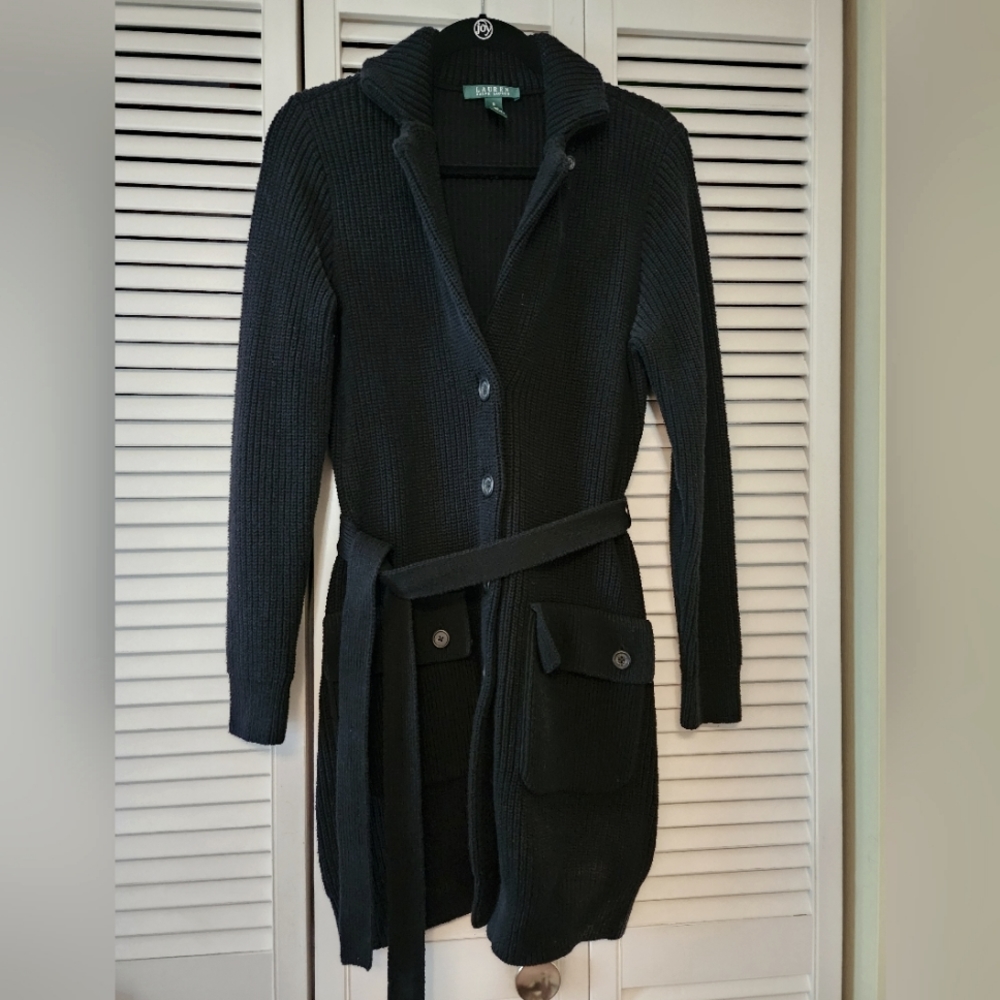 Sweater, Ralph Lauren, black, cardigan, small